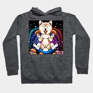 Psychedelic Shibu Inu Eating Shrooms Floating In Space Hoodie